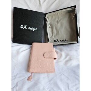 OX Kight A6 Leather Cover with 2 snaps to expand and back pocket (Pink)